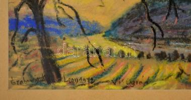 Grabowszky jelzéssel: Visegrád. Pasztell, papír, üvegezett keretben, 28×43 cm