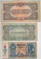 1941. 20P hamis sarló-kalapácsos bélyegzéssel + 1944. 20P "A Vöröshadsereg Parancsnoksága" + 1944. 100P "A Vöröshadsereg Parancsnoksága" felfelé eltolódott sorszám T:III