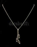 Ezüst(Ag) három függős nyaklánc, jelzett, h: 41,5 cm, nettó: 9,2 g