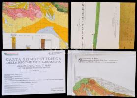4 db különféle geológiai térkép: Északkelet-Szomália, Emilia-Romagna, Toszkána, Hawaii, különböző léptékben és méretben