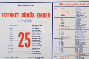 1986 Nemzeti Színház május és június havi műsoros plakátja, István a király, Tizenkét dühös ember el...