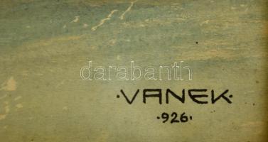 Vanek József (1880-1944): Gyilkos tánc. Akvarell, papír, jelzett, üvegezett keretben, 32×24 cm