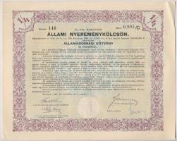 Budapest 1941. "4%-kal kamatozó Állami Nyereménykölcsön" államadóssági kötvénye 50P-ről (7x), sorszámkövetők szelvényekkel, szárazpecséttel, vízjeles papíron T:I-,II