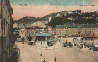 Fiume, Calle del Volto, Giardino publico, Ponte di Susak - 3 db RÉGI városképes lap / 3 pre-1945 tow...