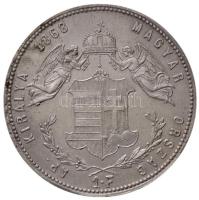 1868GYF 1Ft Ag "Ferenc József / Angyalos címer" Gyulafehérvár (12,34g) T:2 ph. / Hungary 1...