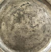 cca 1835-1848 Nagyszebeni ón tál, Franz Dambach (?-1885), poncolt, vésett, mesterjeggyel, kopásokkal...