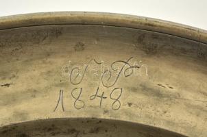 cca 1835-1848 Nagyszebeni ón tál, Franz Dambach (?-1885), poncolt, vésett, mesterjeggyel, kopásokkal...