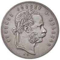 1869KB 1Ft Ag "Ferenc József / Angyalos címer" Körmöcbánya (12,24g) T:1-,2 / Hungary 1869KB 1 Forint Ag "Franz Joseph" Kremnitz (12,24g) C:AU,XF  Huszár: 2136., Unger III.: 1463.a, Adamo M15