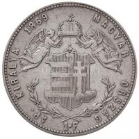 1869KB 1Ft Ag "Ferenc József / Angyalos címer" Körmöcbánya (12,24g) T:1-,2 / Hungary 1869K...