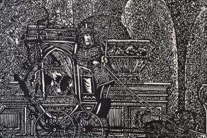 Gyulai Líviusz (1937-): Gertrúd a nevelőnő (illusztráció). Linó, papír, jelzett, 33×38 cm