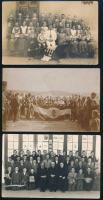 cca 1920-1940 Csoportképek, temetés címeres zászlóval és címerekkel, 3 db fotó, 9x14 cm