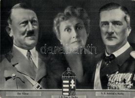 Der Führer, Frau von Horthy, Admiral von Horthy; Verlag Wilhelm Stiewe / Hitler, Horthy, Purgly 1938 Reichsverweser von Horthy So. Stpl (EK)