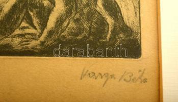 Mágori Varga Béla (1897-?): Fohászkodók. Rézkarc, papír, jelzett, kis gyűrődéssel, üvegezett keretbe...