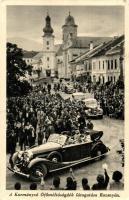 1938 Rozsnyó, Roznava; bevonulás, Horthy Miklós és felesége Purgly Magdolna automobilban / entry of the Hungarian troops, Horthy and Purgly in an automobile (EK)