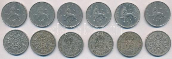 Nagy-Britannia 1948-1966. 2Sh (6x) + 1968-1976. 10p (6x) T:2,2-
Great Britain 1948-1966. 2 Shilling...