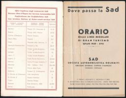 1939 A Societá Automobilistica Dolomiti utazási prospektusa, menetrendekkel / 1939 A Societá Automob...