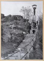 1960 Gorzó Ferenc (?- ): Szabadság-szobor, fotó, paszpartuban, a &quot;Szabad hazánk 15 éve&quot; fotópályázaton dicséretben részesült pályamű, 23,5×16,5 cm + a pályázati elismerő oklevél