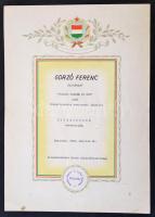 1960 Gorzó Ferenc (?- ): Szabadság-szobor, fotó, paszpartuban, a "Szabad hazánk 15 éve" fo...