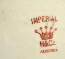 Imperial H&C tálka női portréval, matricás, jelzett (Hortense), kopott, d:13 cm
