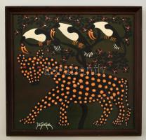 Yusufu jelzéssel: Egzotikus állatok. Olaj, farost, keretben, 29×30 cm