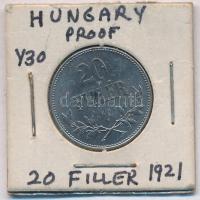 1921. 20f Fe rozettával, Artex-veret T:1,1- kis patina Adamo K4.1