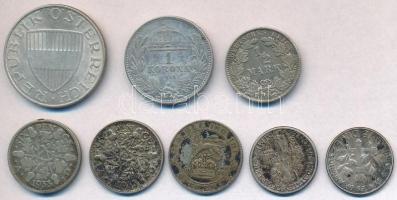 Vegyes 8db-os ezüstpénz tétel, közte Magyarország 1914. 1K Ag, Német Birodalom 1916. 1/2M Ag, Amerik...