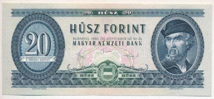 1980. 20Ft portré felett nyomathiba T:I- Adamo F17