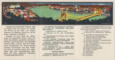 1925 Budapesti Nemzetközi Vásár reklám lapja, német nyelven, Horváth Endre (1896-1954) grafikáival, litográfia, Bruchsteiner és Fia, 13x24,5 cm