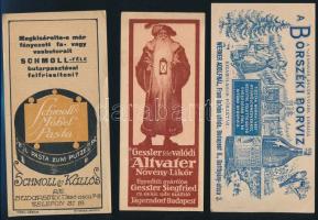 cca 1910-1930 Vegyes számolócédula tétel, 11 db, köztük többek közt Tokaji Brandy, Palugyay, Schmoll...