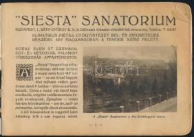 cca 1920 Siesta szanatórium reklám füzete, képekkel, szakadt, foltos borítóval, 16 p
