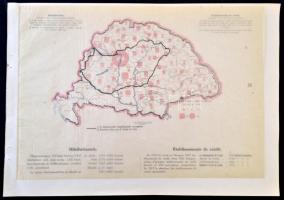 cca 1920 Hitelintézetek Magyarországon / Établissements de crédit en Hongrie, a Magyarország gazdasági térképekben kiadványból, magyar és francia magyarázó szöveggel, a trianoni határok feltüntetésével, 26,5×37,5 cm