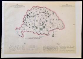 cca 1920 Méz Magyarországon / Miel en Hongrie, a Magyarország gazdasági térképekben kiadványból, magyar és francia magyarázó szöveggel, a trianoni határok feltüntetésével, 26,5×37,5 cm