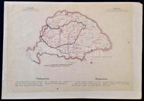 cca 1920 Téglagyártás Magyarországon / Briqueteries en Hongrie, a "Magyarország gazdasági térképekben" kiadványból, magyar és francia magyarázó szöveggel, a trianoni határok feltüntetésével, 26,5×37,5 cm