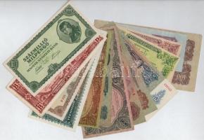 14db-os vegyes magyar pengő és adópengő bankjegy tétel, közte 1930. 20P T:II-III-