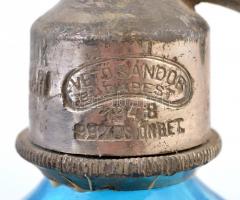 Régi szódás üveg, "Vetős Sándor Budapest" felirattal, lepattanásokkal, m: 27 cm