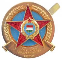 ~1970-1980. "BM. Kun Béla Zászlósképző Iskola" zománcozott, aranyozott sapkajelvény (35mm) T:2