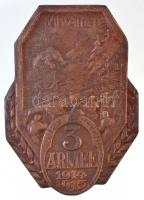 Osztrák-Magyar Monarchia 1915. "3. Hadsereg Kárpátok átkelése 1914-1915" bronzozott tombak sapkajelvény "ENTW.F.SWOBODA BILDH.GURSCHNER WIEN VII/2" gyártói jelzéssel (40x29mm) T:3 tűhiány Austro-Hungarian Monarchy 1915. "KARPATHEN DURCHHALTEN 3. ARMEE 1941-1915" bronze plated tombac cap badge with makers mark "ENTW.F.SWOBODA BILDH.GURSCHNER WIEN VII/2" (40x29mm) C:F needle missing