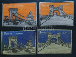 34 db érdekes gyűjtői gyufacímke, kétféle motívummal: Lánchíd ill. Erzsébet-híd