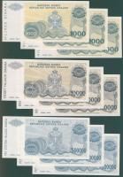 Horvátország/Krajina Szerb Köztársaság 1994. 1000D (3x), 10.000D (3x), 500.000D (3x) mindegyik sorsz...