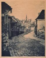 Weber József (?-?): Hadnagy utca Tabán. Rézkarc, papír, jelzett, 29×23 cm