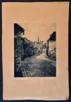 Weber József (?-?): Hadnagy utca Tabán. Rézkarc, papír, jelzett,  29×23 cm
