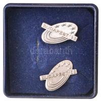 1998. "Budapest '98" az Atlétikai Európa Bajnokság jelvénye (2x) egyik jelzett ezüst, dobozban (3,58g/0.925/20x26mm) T:2