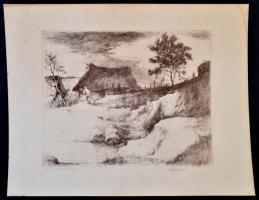 Komjáti-Wanyerka Gyula (1894-1958): Vihar előtt. Rézkarc, karton, jelzett, 22×28  cm