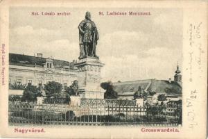 Nagyvárad, Oradea; Szent László szobor, takarékpénztár / monument, savings bank (EK)