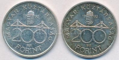 1992. 200Ft Ag "MNB" (2x) T:2 patina
Adamo F13