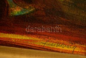 Strissowszky Szilárd (1948-): Ugrás. Olaj, farost, jelzett, keretben, 33×25 cm