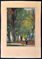 Olvashatatlan jelzéssel: Park. Vegyes technika, papír, 38×21 cm