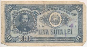 Románia 1952. 100L T:III- Romania 1952. 100 Lei C:VG