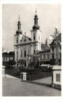 Marosvásárhely, Targu Mures; Római katolikus templom, Székely kapu, üzletek / church, gate, shops