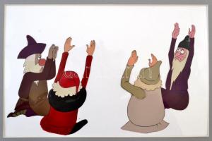 Jelzés nélkül: Nepp József, A Hófehér (1983) című rajzfilm egyik fázis rajza, paszpartuban, 18×28 cm